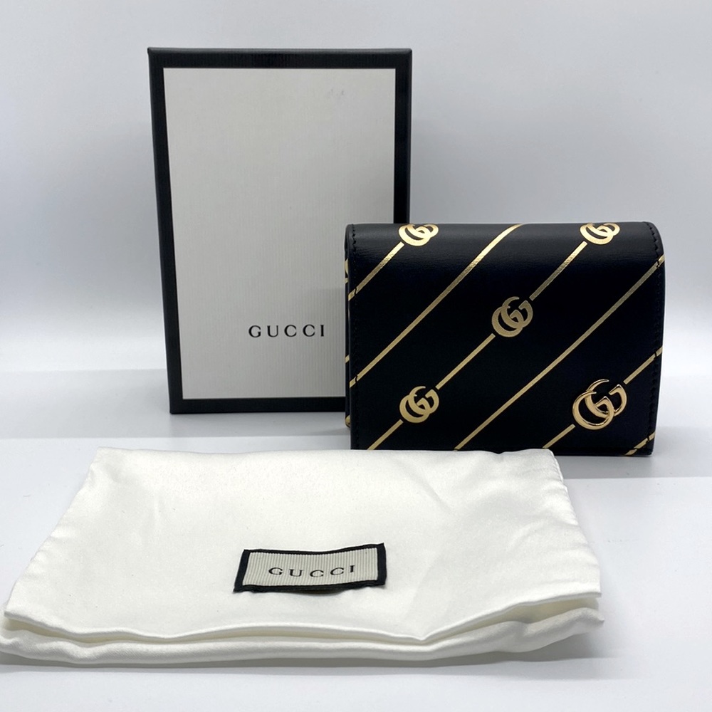 Gucci GG Monogram logo Black Wallet New